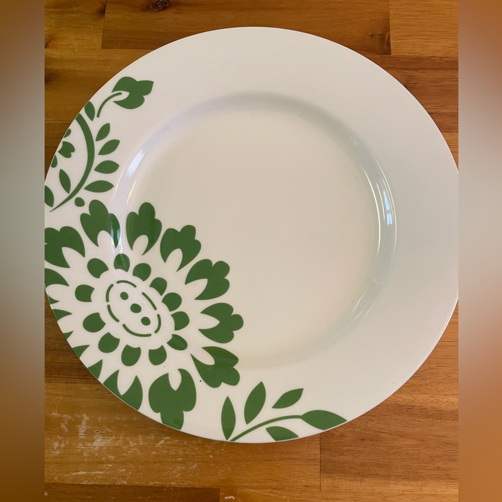 Martha Stewart White and Green Floral Dinner Plate